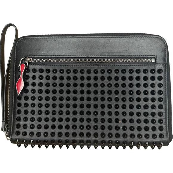 Christian Louboutin Accessories - Christian Louboutin Black Spiked Leather Tablet Case Clutch